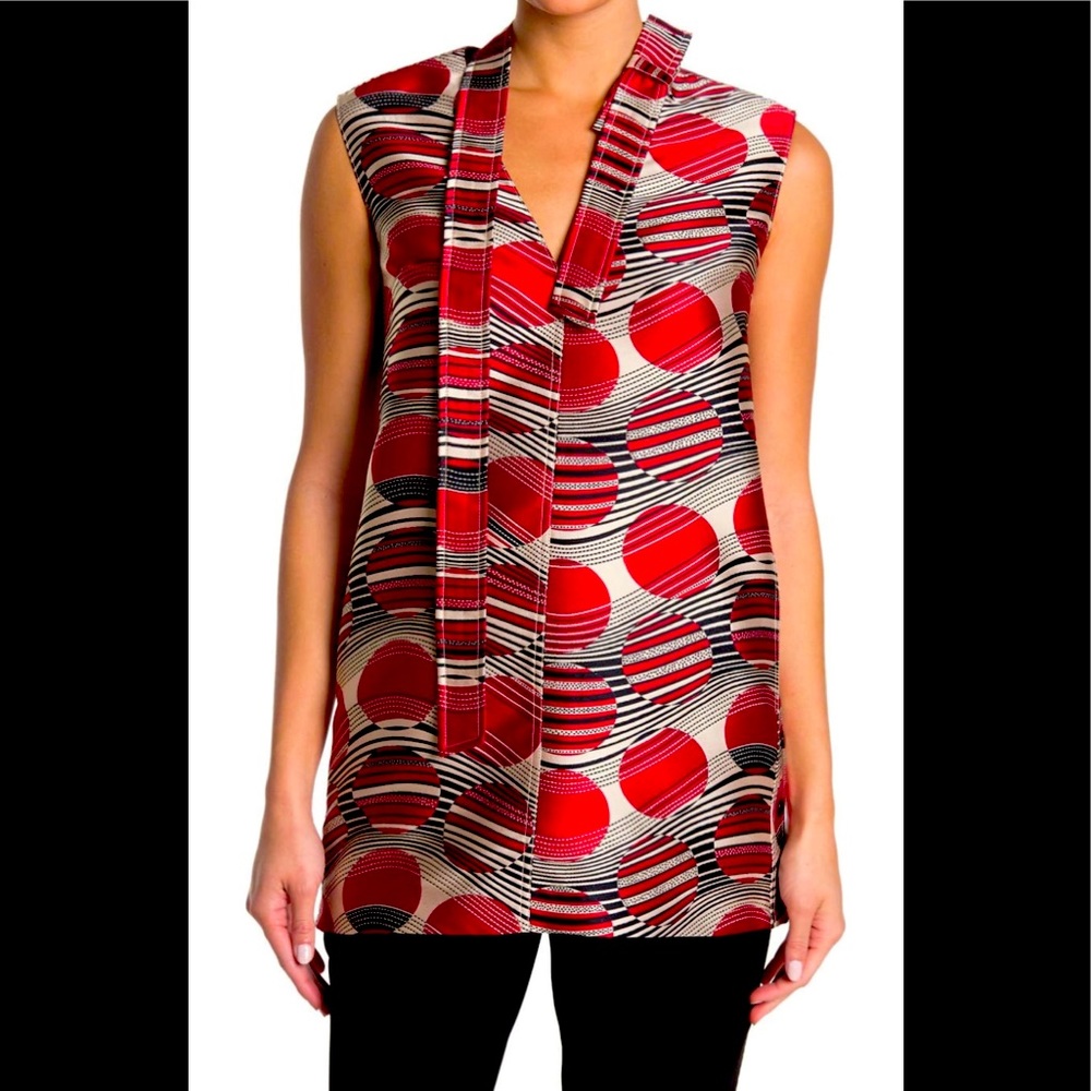 Red Valentino Deep red top tie neck